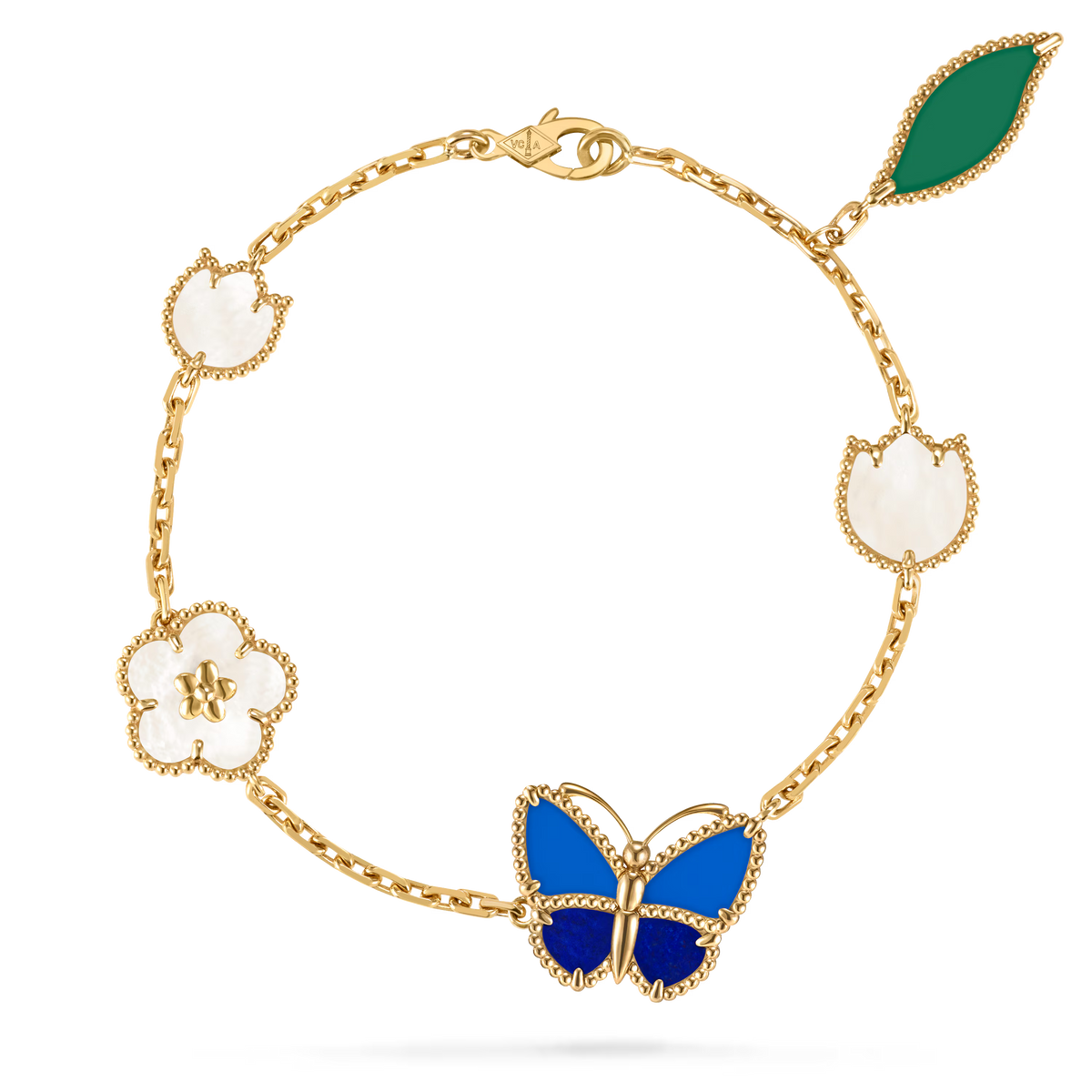 LUCKY SPRING BUTTERFLY BRACELET 5 MOTIFS 18K GOLD