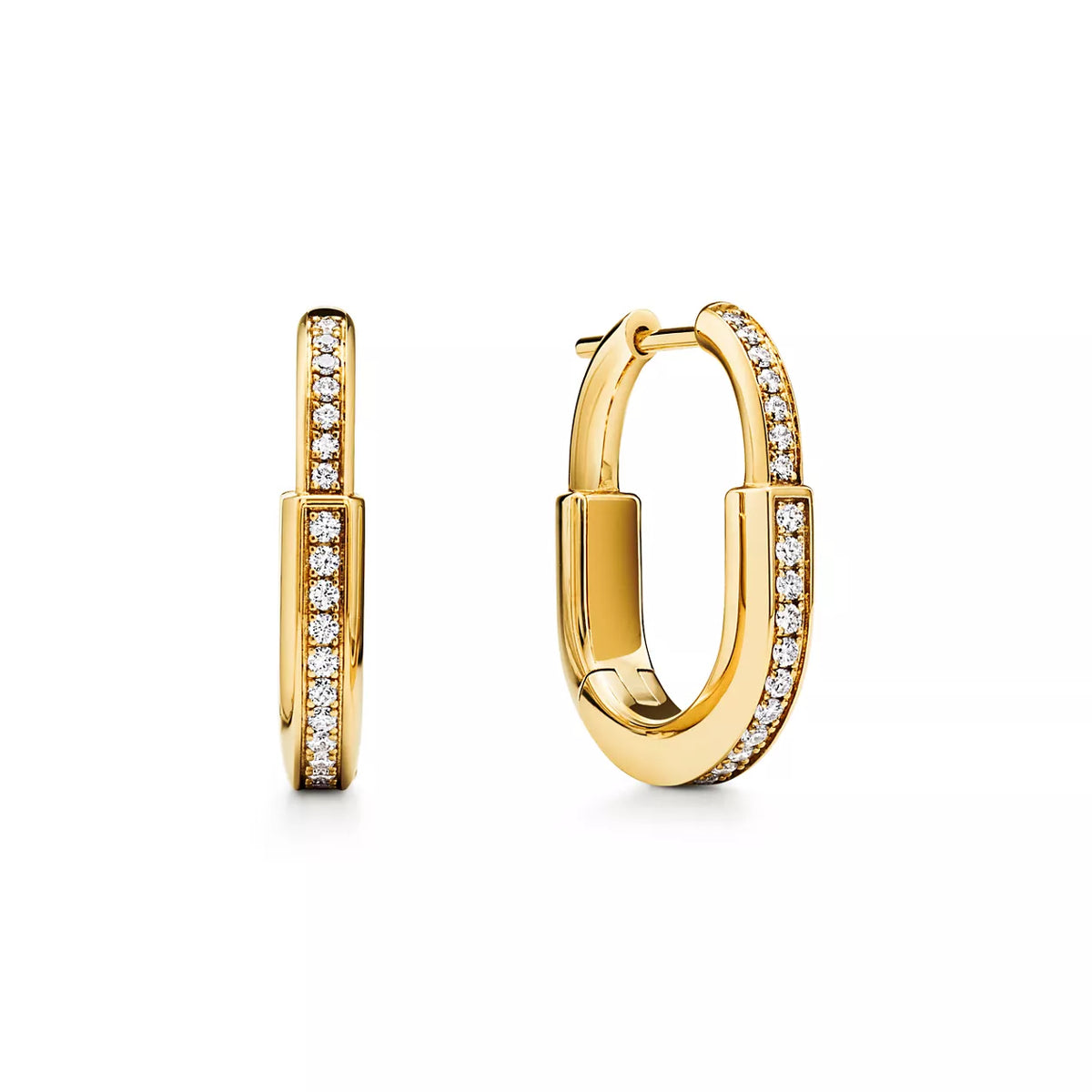 TIFFANY LOCK SMALL LOCK EARRINGS WITH PAVÉ DIAMONDS 18K GOLD