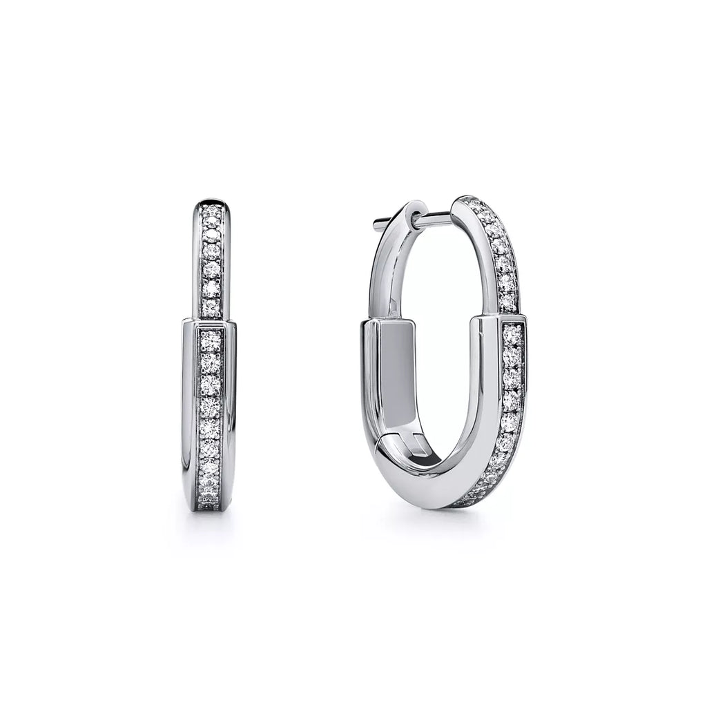TIFFANY LOCK SMALL LOCK EARRINGS WITH PAVÉ DIAMONDS 18K GOLD