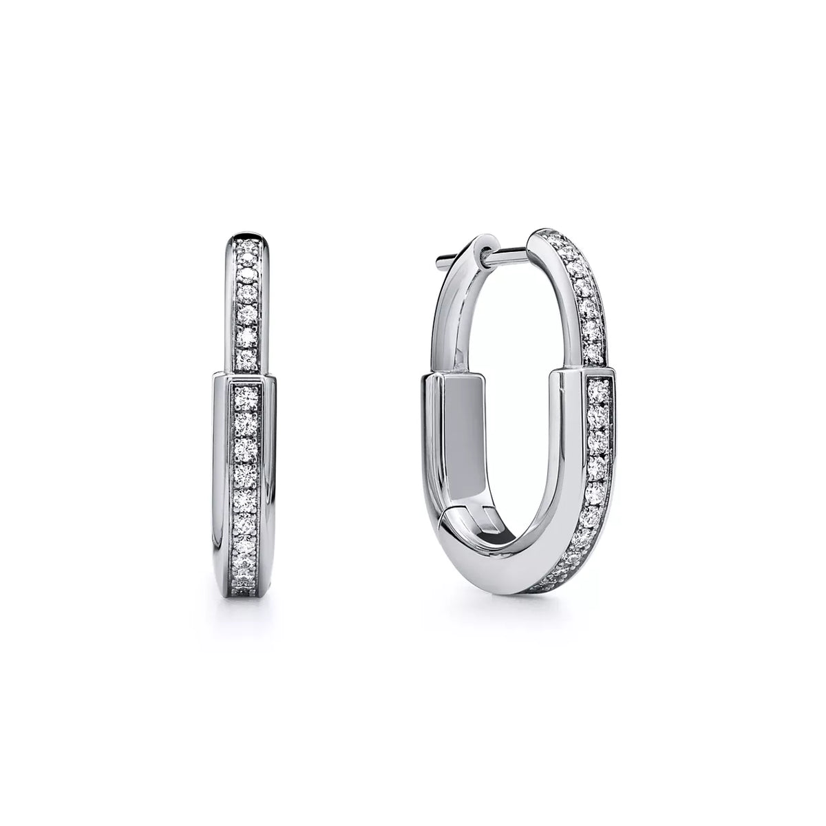 TIFFANY LOCK SMALL LOCK EARRINGS WITH PAVÉ DIAMONDS 18K GOLD