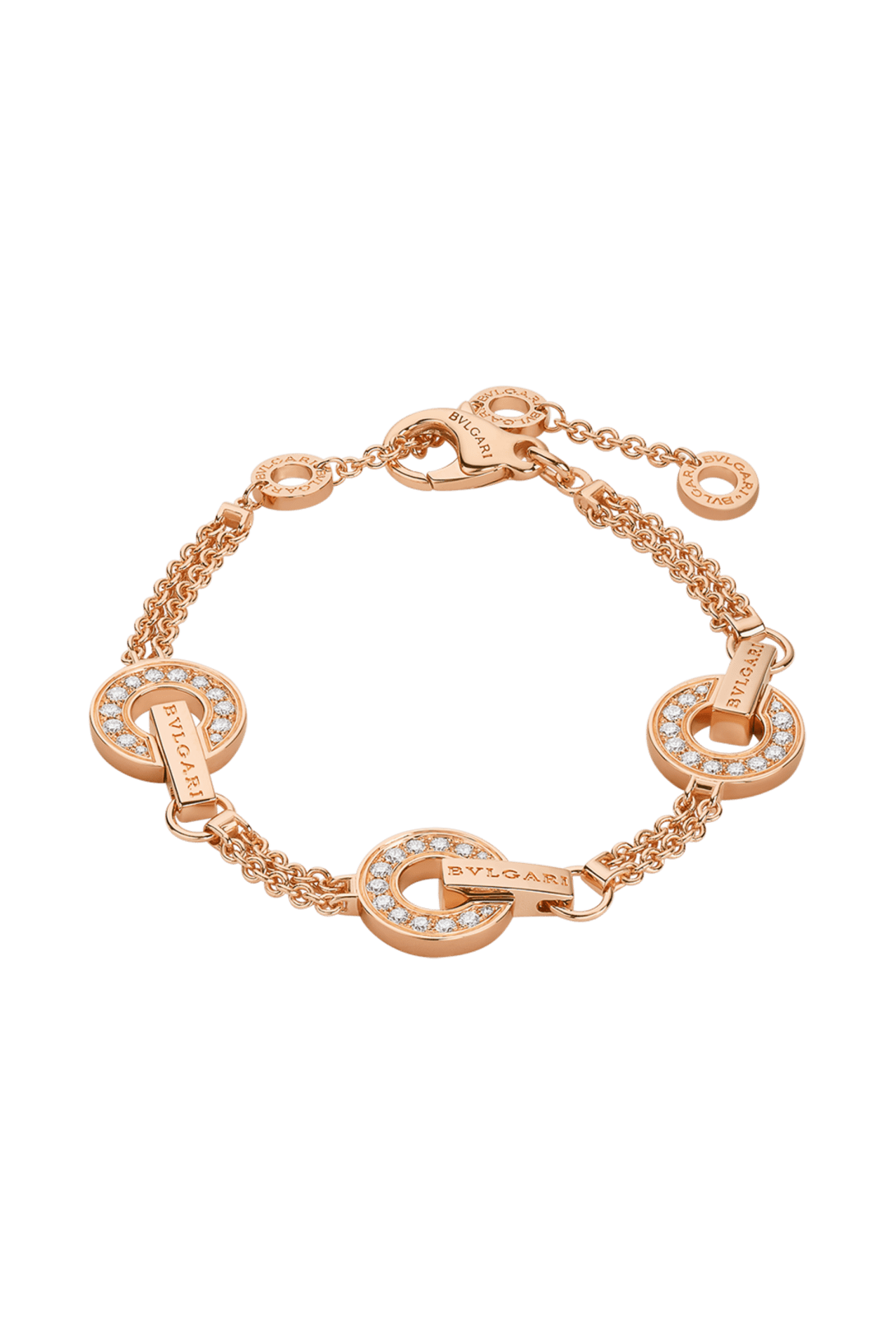 BVLGARI OPENWORK BRACELET SET WITH FULL PAVÉ DIAMONDS 18K GOLD