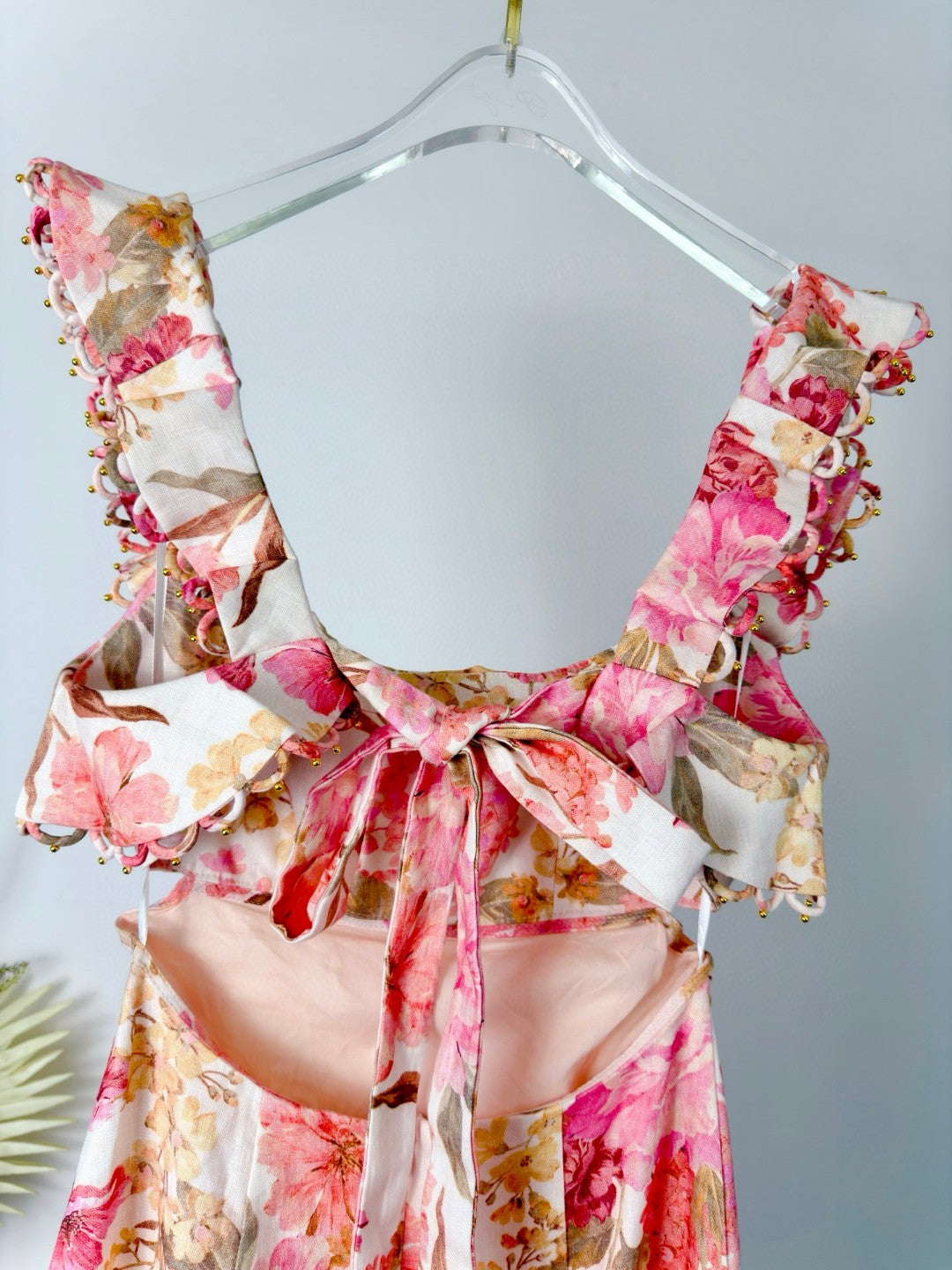Zimmermann Como Floral Ruffled Linen Midi Dress