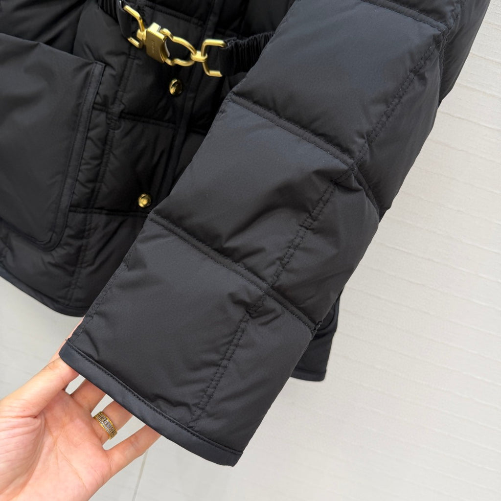 Moncler Cygnes Belted Short Down Jacket