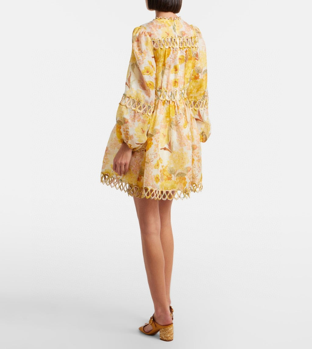 Zimmermann Como Floral Linen and Silk Minidress