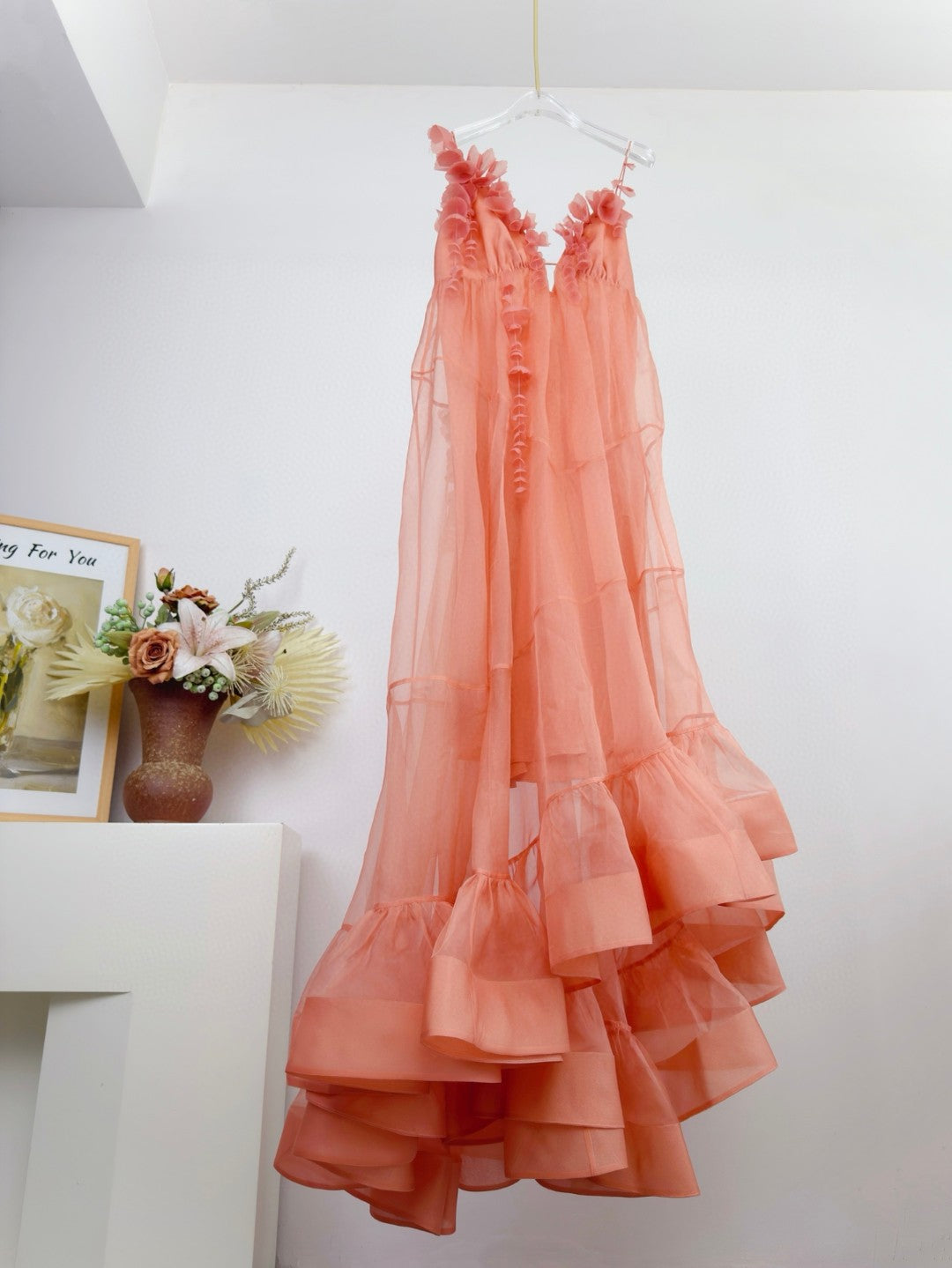 Zimmermann Como Floral-Applique Silk Maxi Dress in Pink