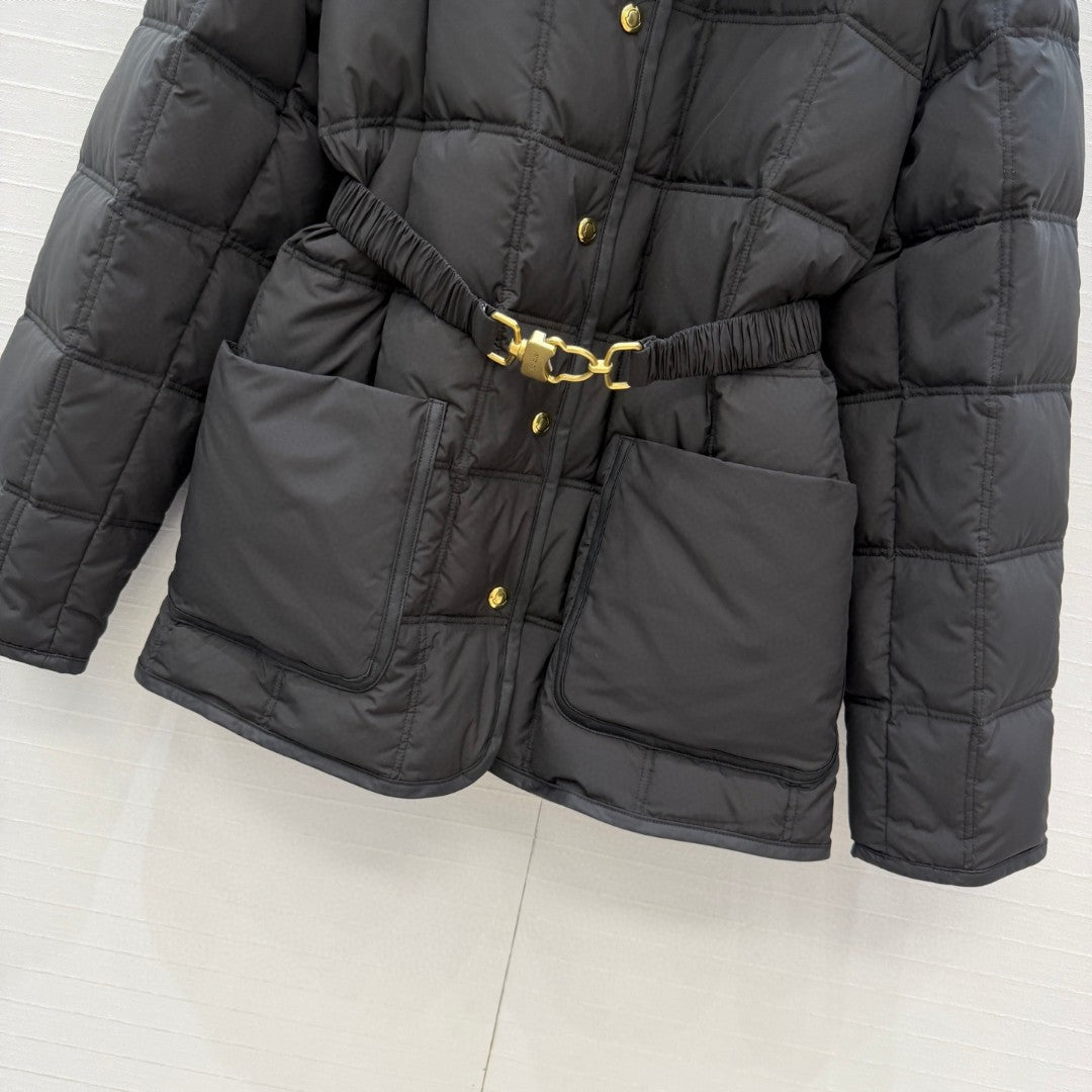 Moncler Cygnes Belted Short Down Jacket