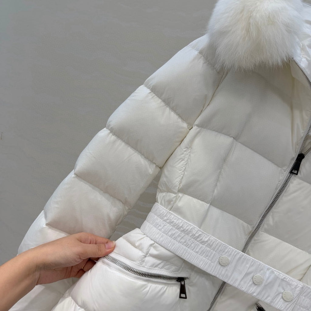 Boed Hooded Shearling-Trimmed Long Down Jacket