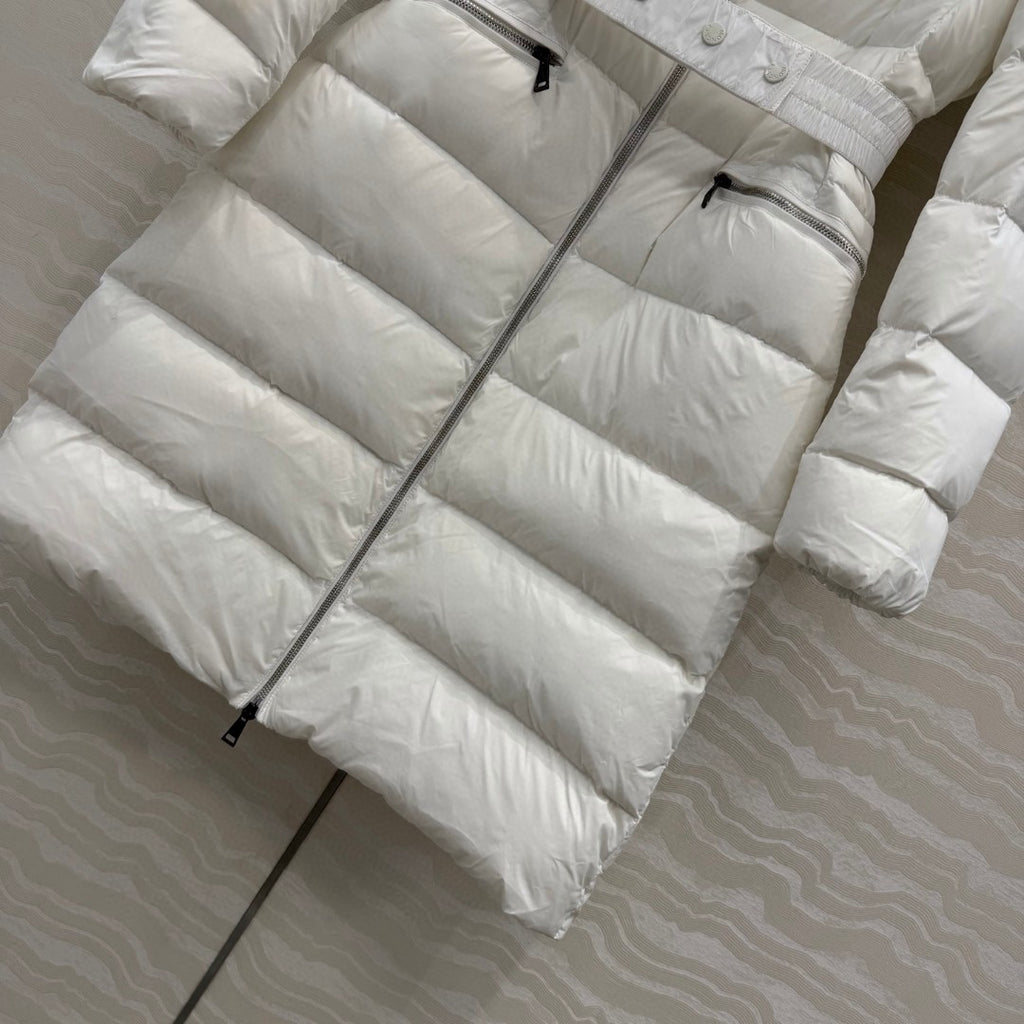 Boed Hooded Shearling-Trimmed Long Down Jacket
