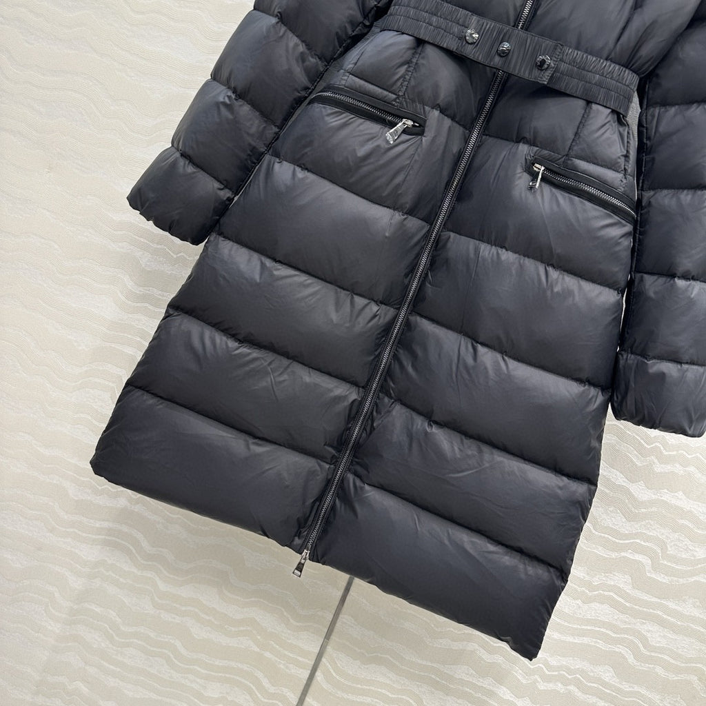 Boed Hooded Shearling-Trimmed Long Down Jacket