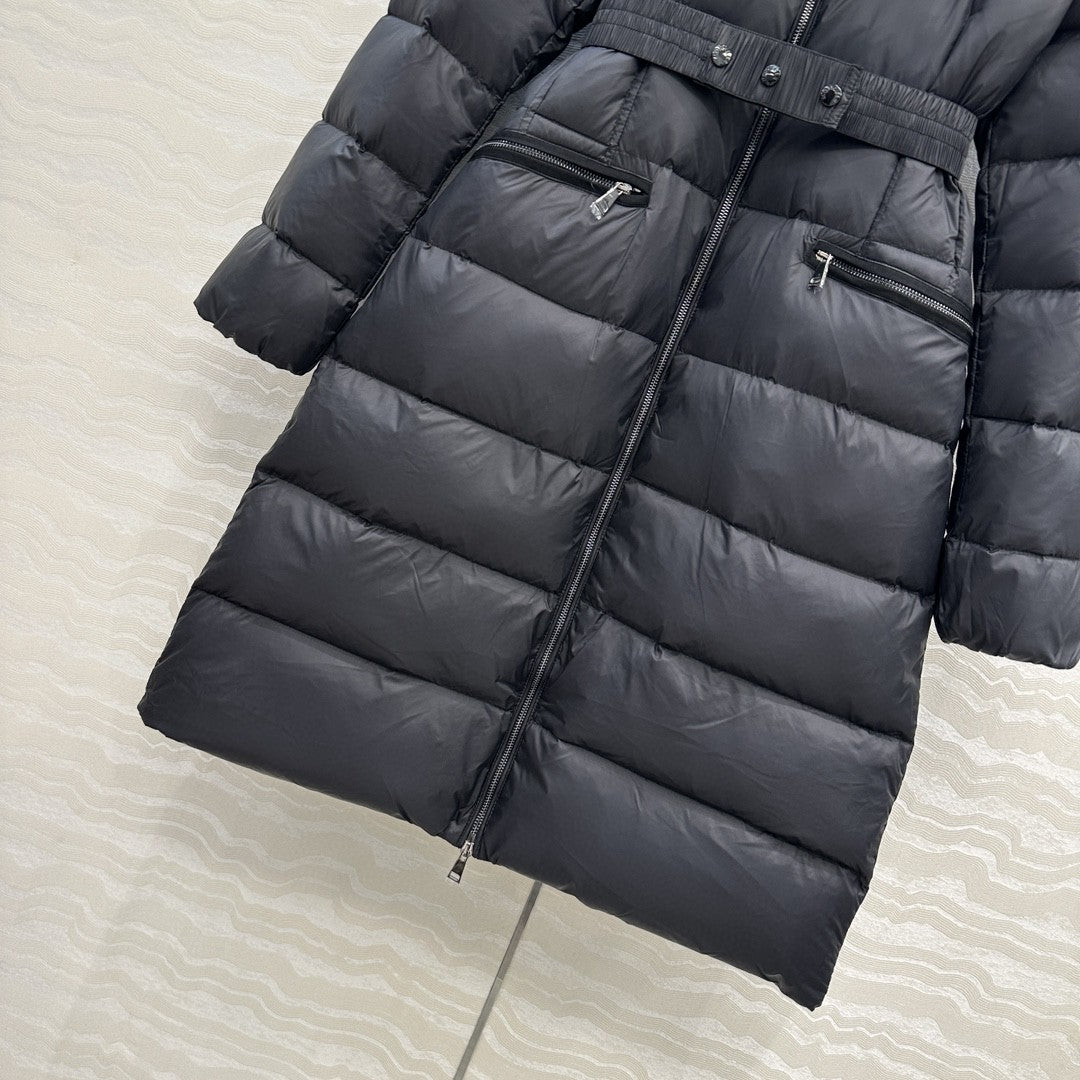 Boed Hooded Shearling-Trimmed Long Down Jacket