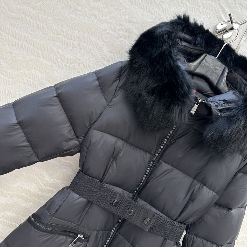 Boed Hooded Shearling-Trimmed Long Down Jacket