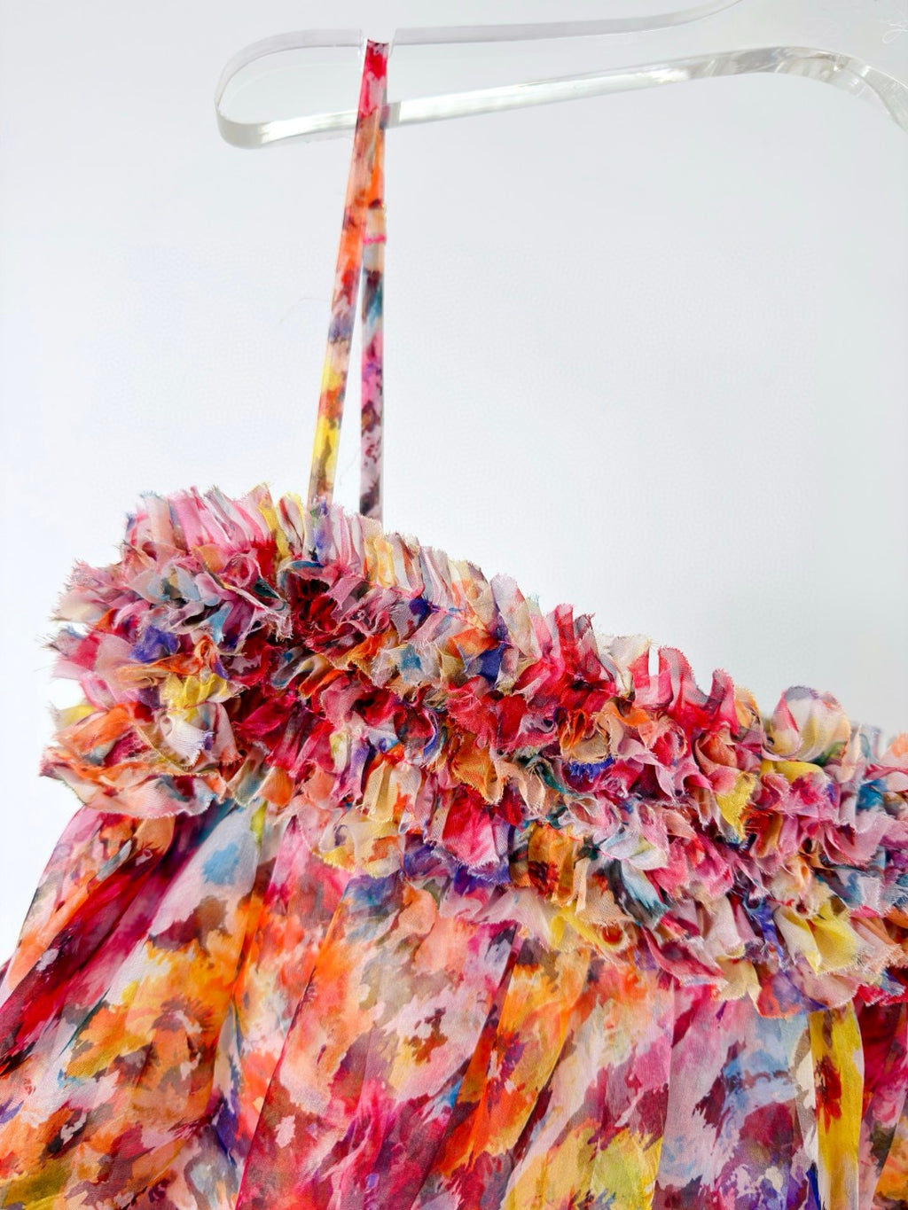 Zimmermann Luna Ruffle Bandeau Gown in Multi Floral