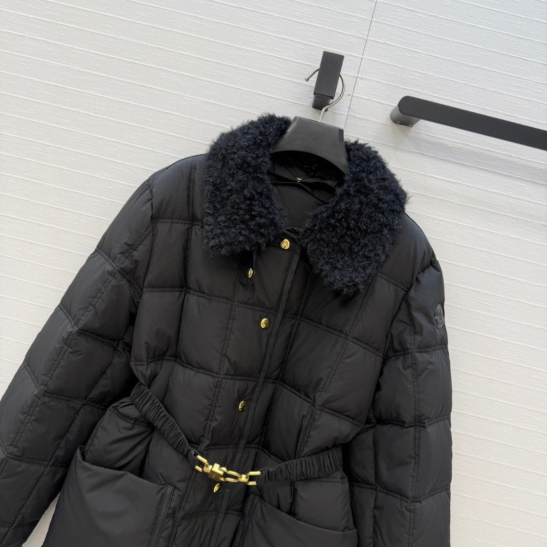Moncler Cygnes Belted Short Down Jacket