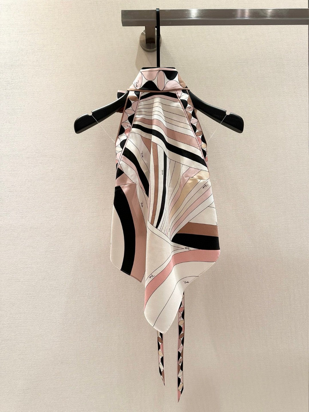 IRIDE PRINT SILK TWILL HALTER TOP