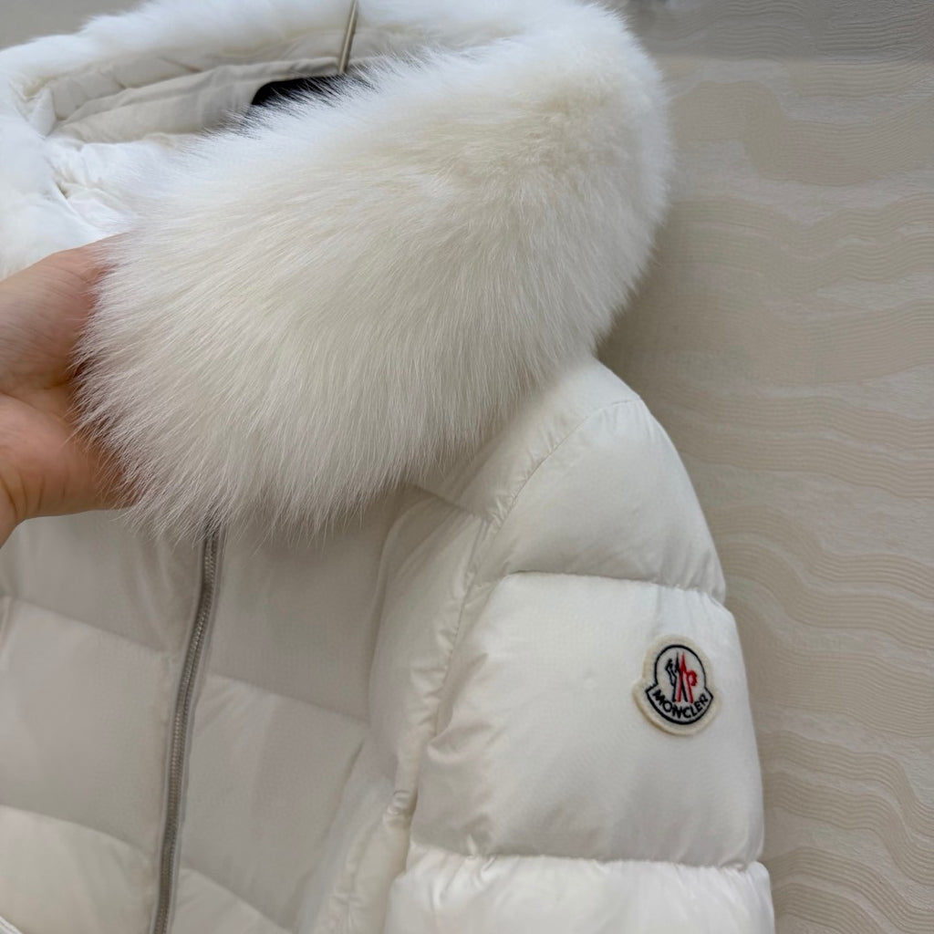 Boed Hooded Shearling-Trimmed Long Down Jacket