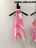 MARMO PRINTED SILK-TWILL HALTERNECK