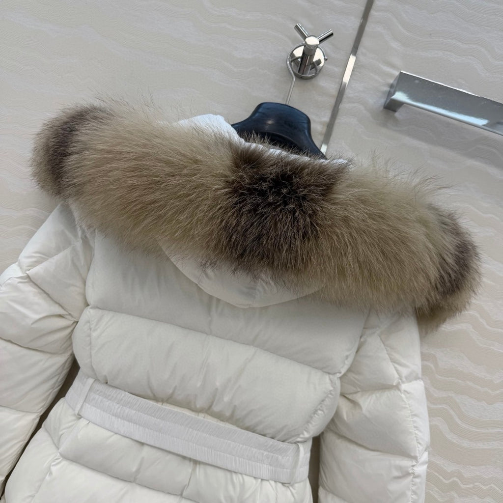 Boed Hooded Shearling-Trimmed Long Down Jacket