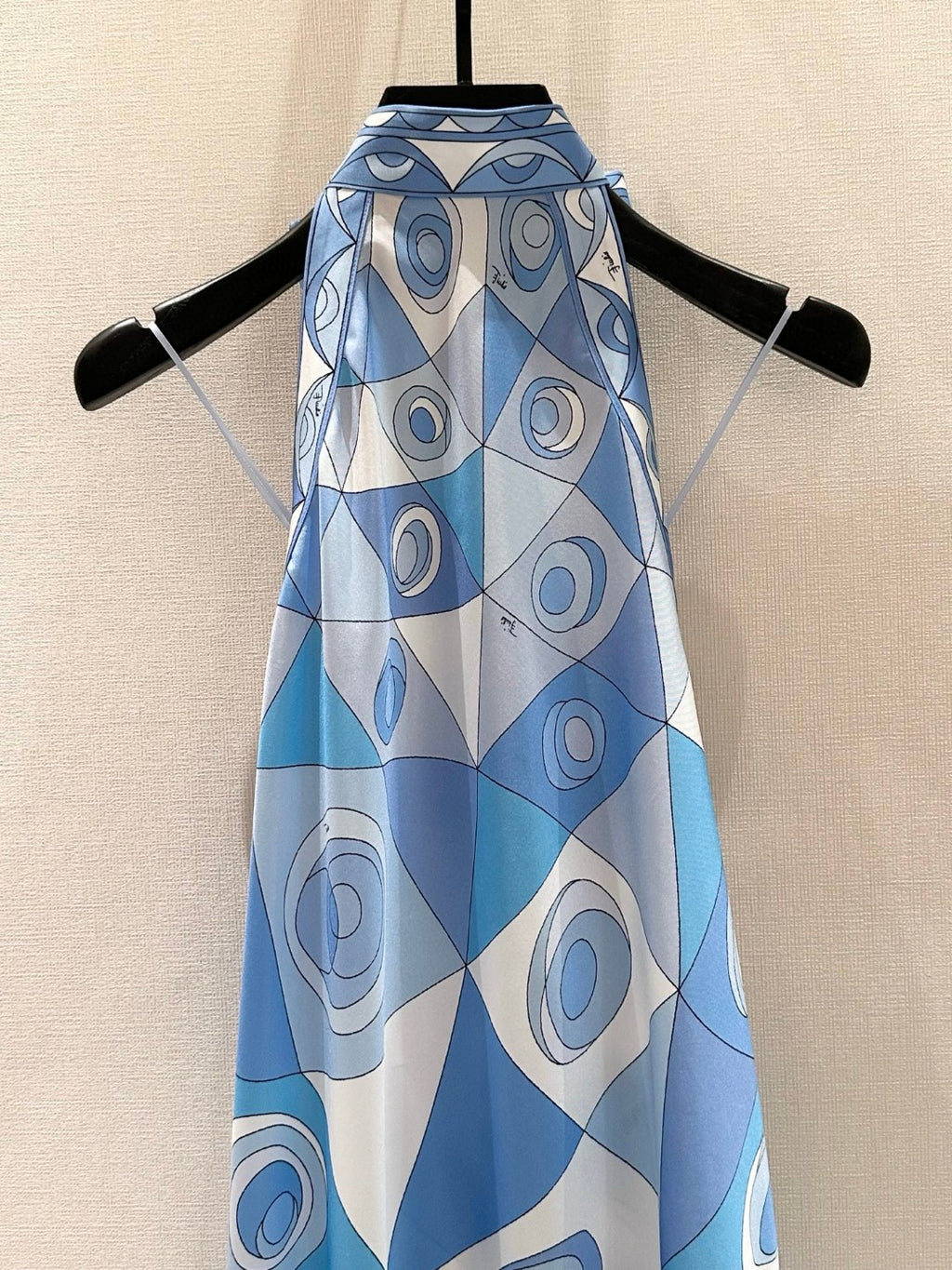 OCCHI PRINT SILK DRESS IN PALE BLUE