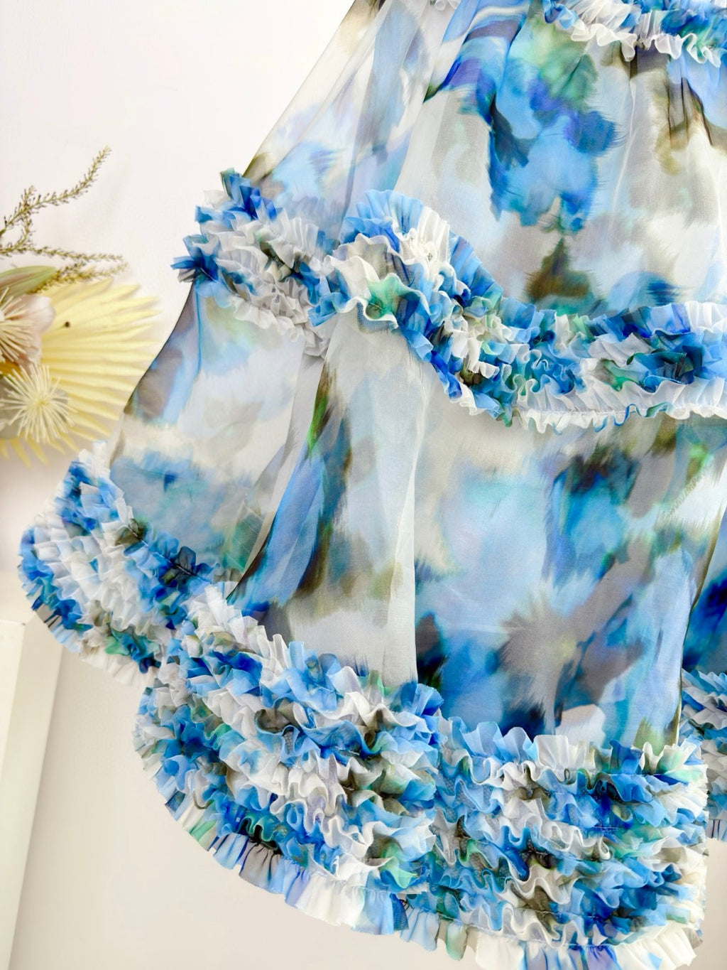 Zimmermann Alchemy Ruffle Mini Dress in Blue Poppy
