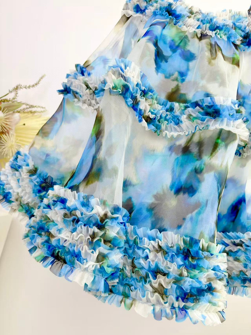 Zimmermann Alchemy Ruffle Mini Dress in Blue Poppy