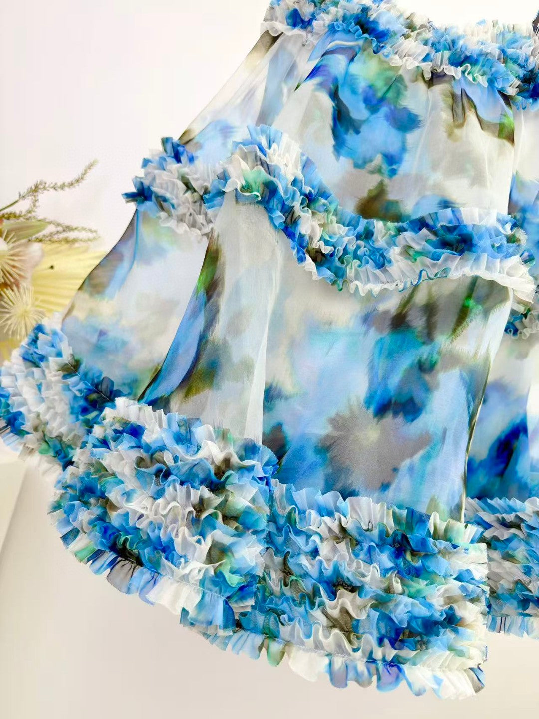 Zimmermann Alchemy Ruffle Mini Dress in Blue Poppy