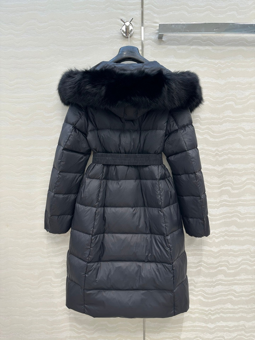 Boed Hooded Shearling-Trimmed Long Down Jacket