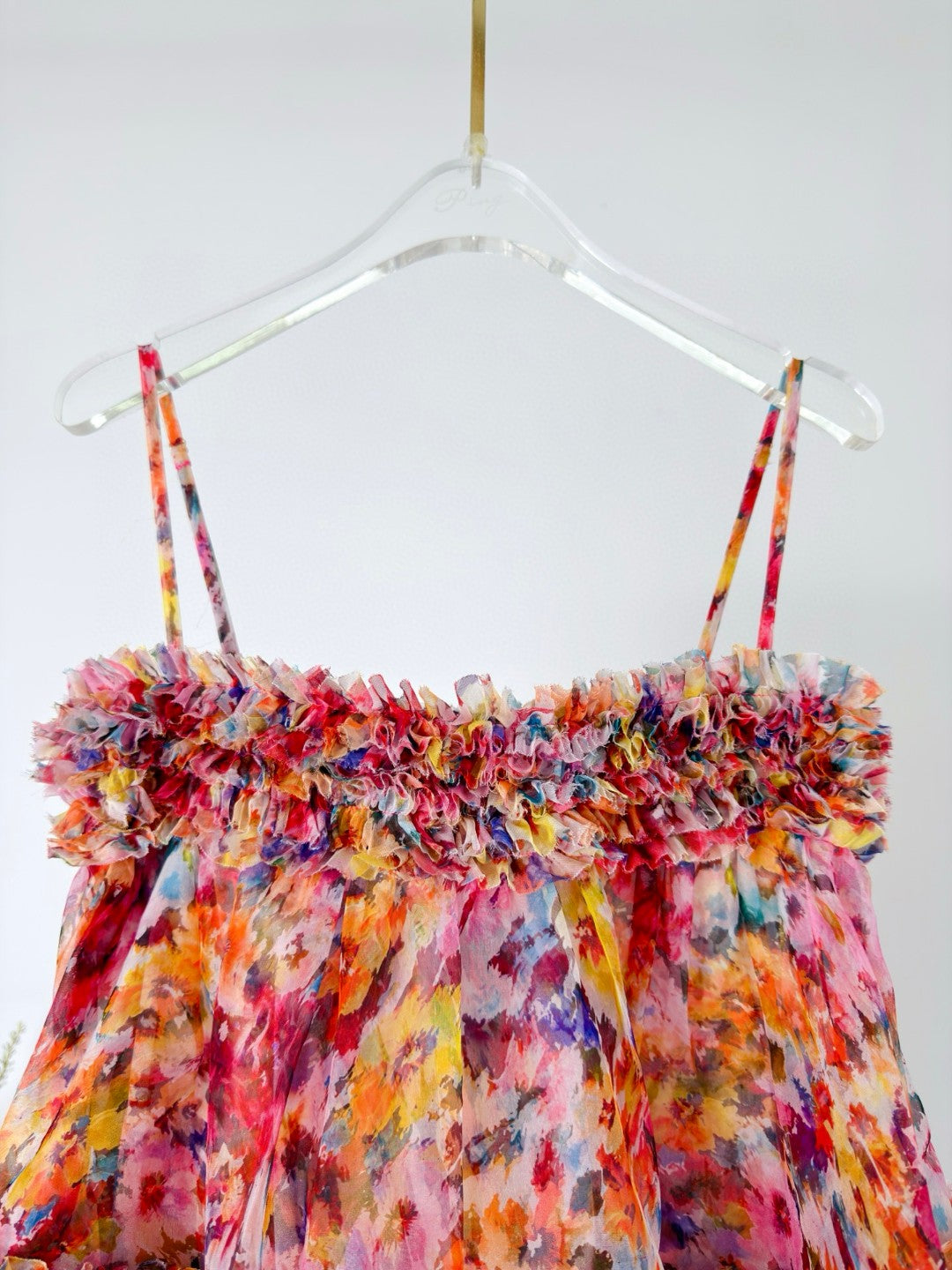 Zimmermann Luna Ruffle Bandeau Gown in Multi Floral