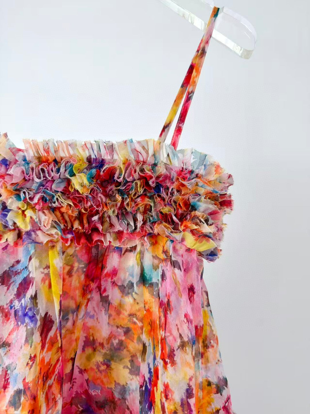 Zimmermann Luna Ruffle Bandeau Gown in Multi Floral