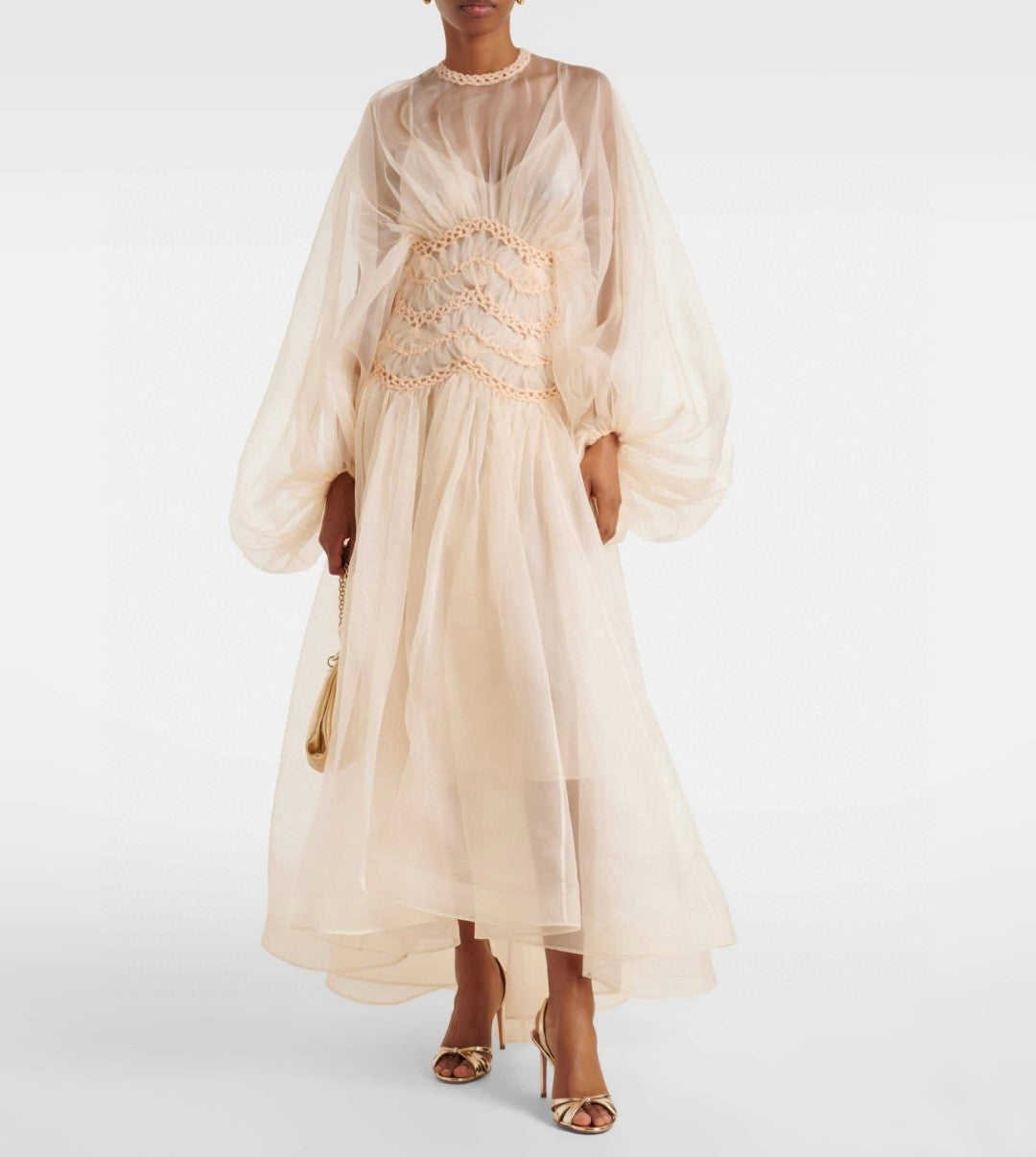 Zimmermann Illuminate Macramé Silk Organza Gown