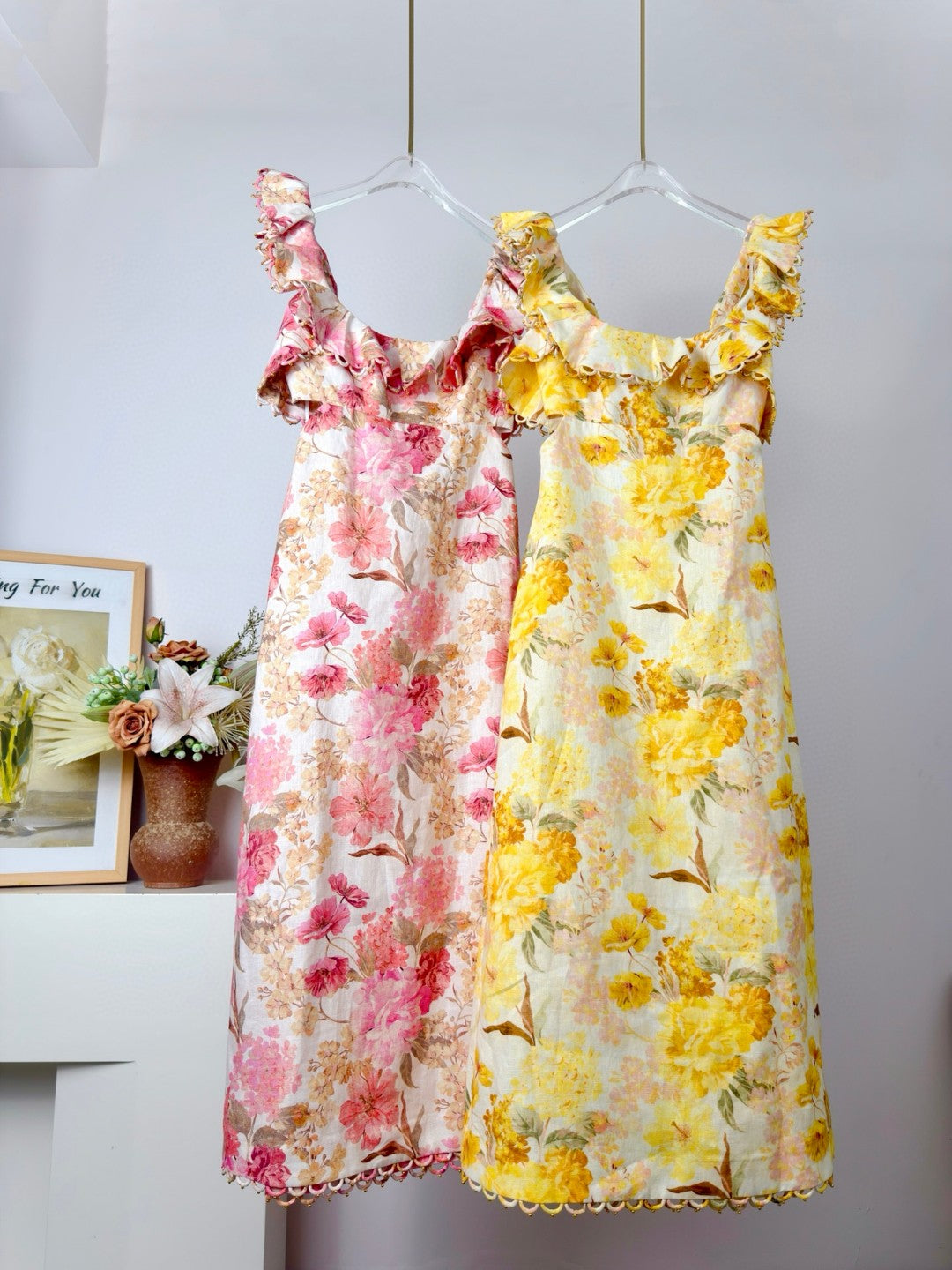Zimmermann Como Floral Ruffled Linen Midi Dress