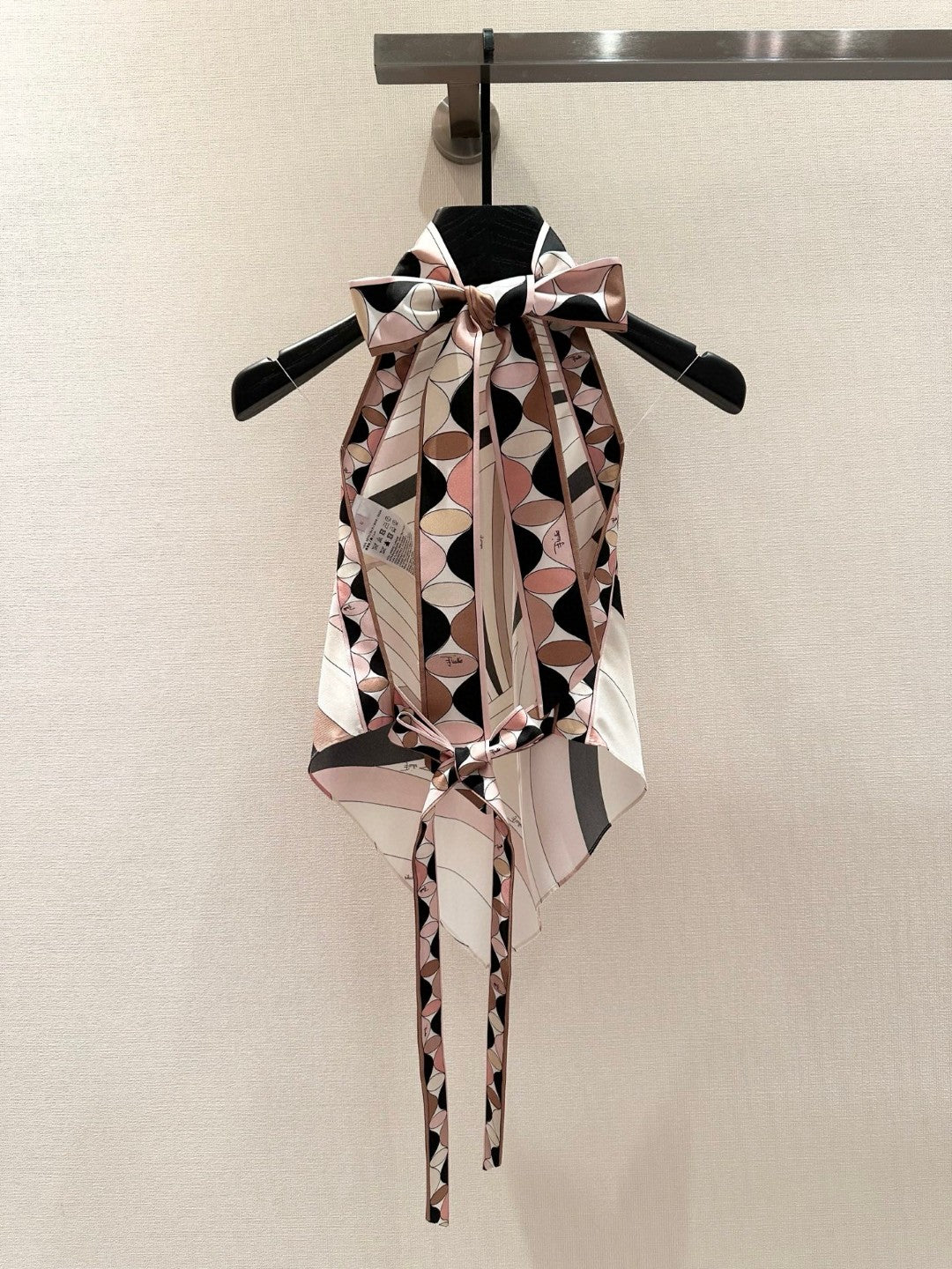 IRIDE PRINT SILK TWILL HALTER TOP