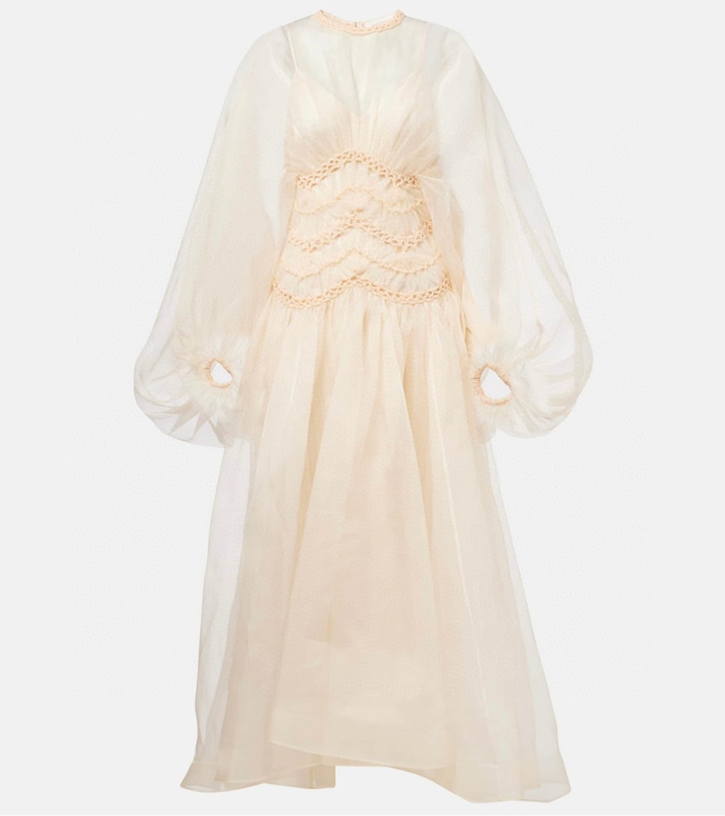 Zimmermann Illuminate Macramé Silk Organza Gown