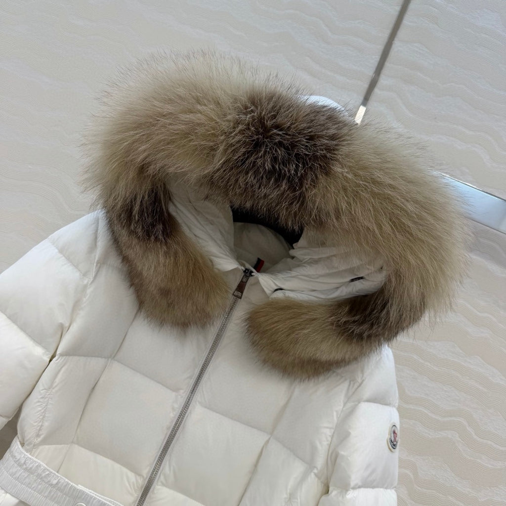 Boed Hooded Shearling-Trimmed Long Down Jacket