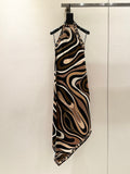 MARMO HALTERNECK SILK MIDI DRESS