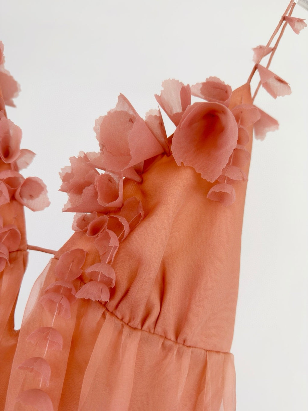 Zimmermann Como Floral-Applique Silk Maxi Dress in Pink