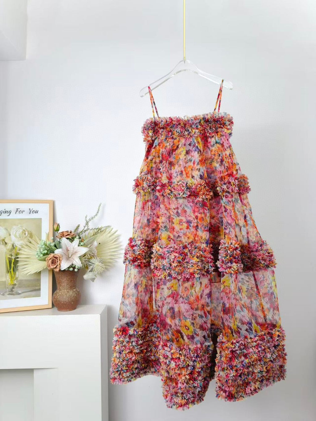 Zimmermann Luna Ruffle Bandeau Gown in Multi Floral