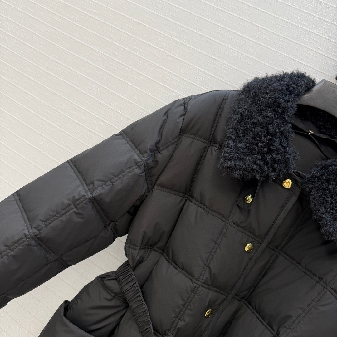 Moncler Cygnes Belted Short Down Jacket