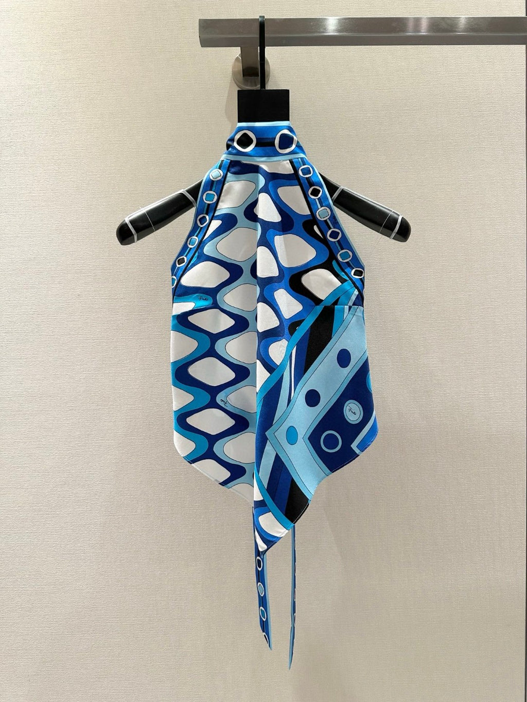VIVARA SILK TWILL HALTER TOP IN BLUE