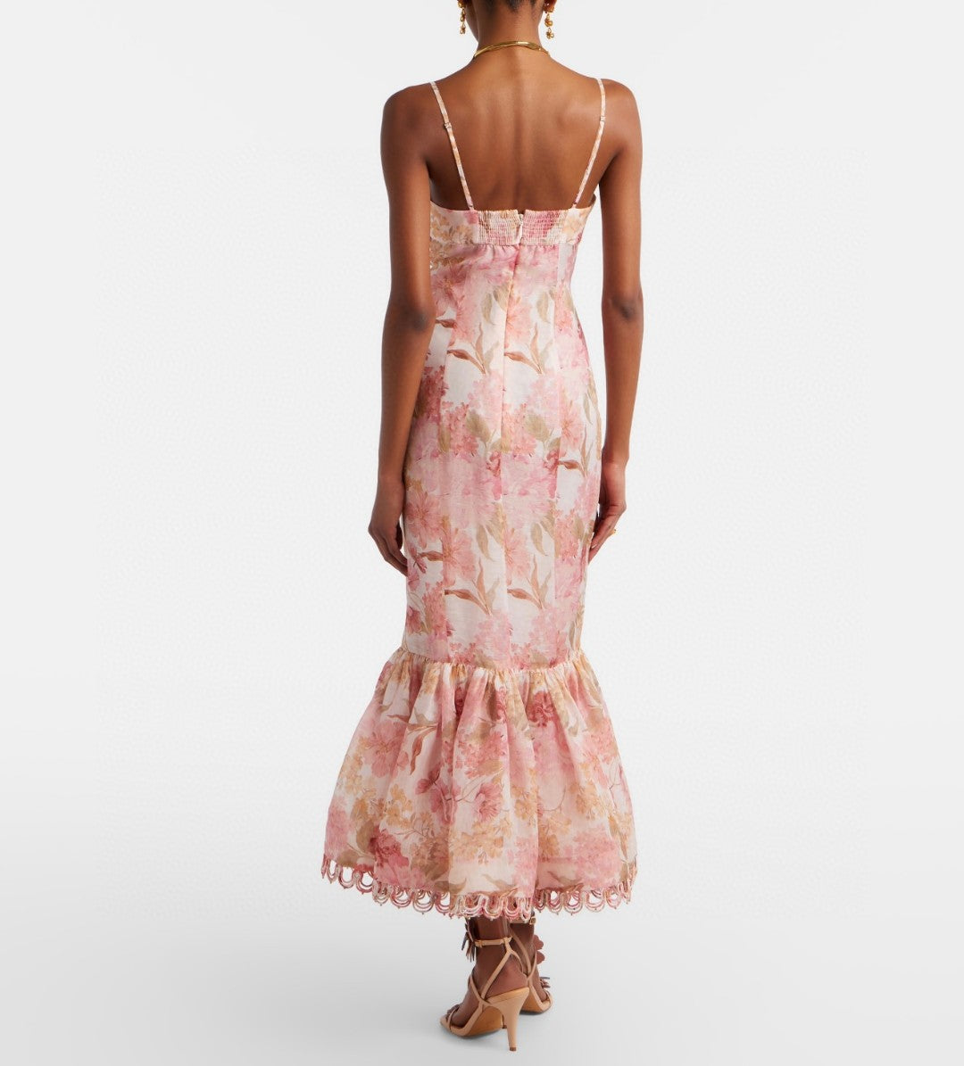 Zimmermann Como Floral Linen and Silk Midi Dress