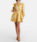 Zimmermann Como Floral Linen and Silk Minidress