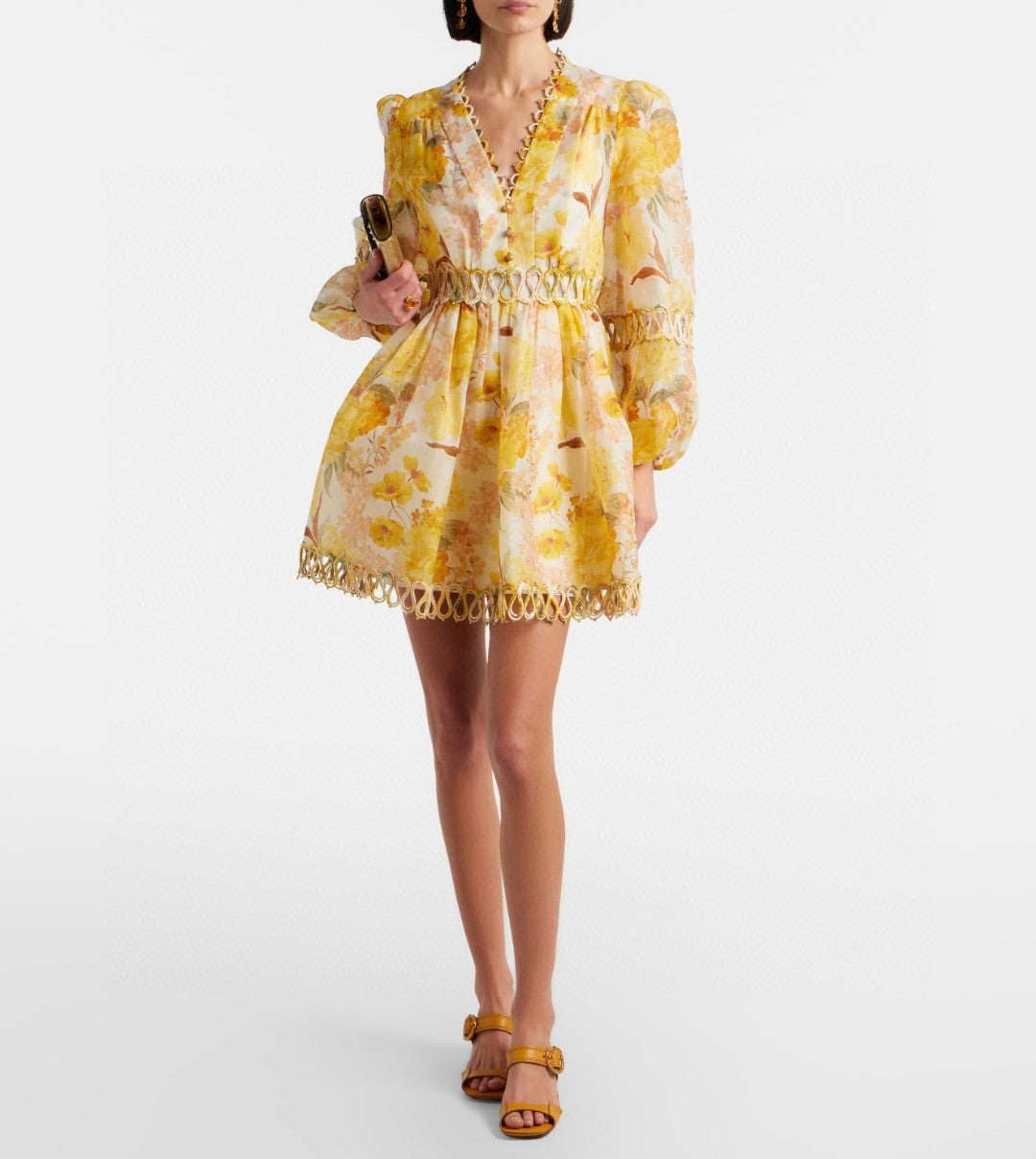 Zimmermann Como Floral Linen and Silk Minidress