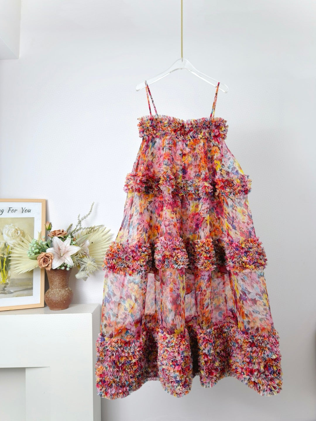 Zimmermann Luna Ruffle Bandeau Gown in Multi Floral