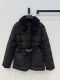 Moncler Cygnes Belted Short Down Jacket