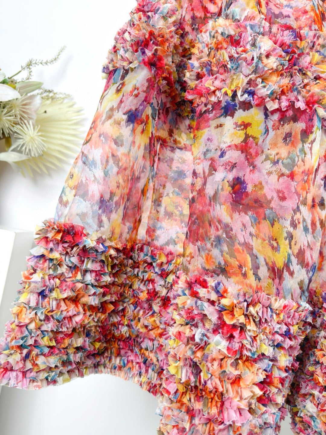 Zimmermann Luna Ruffle Bandeau Gown in Multi Floral