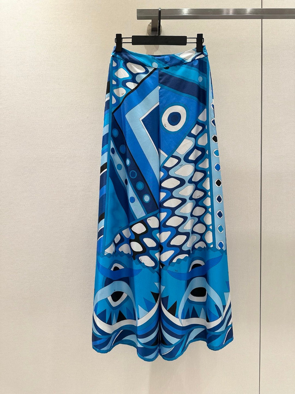 VIVARA HIGH-RISE SILK WIDE-LEG PANTS IN BLUE