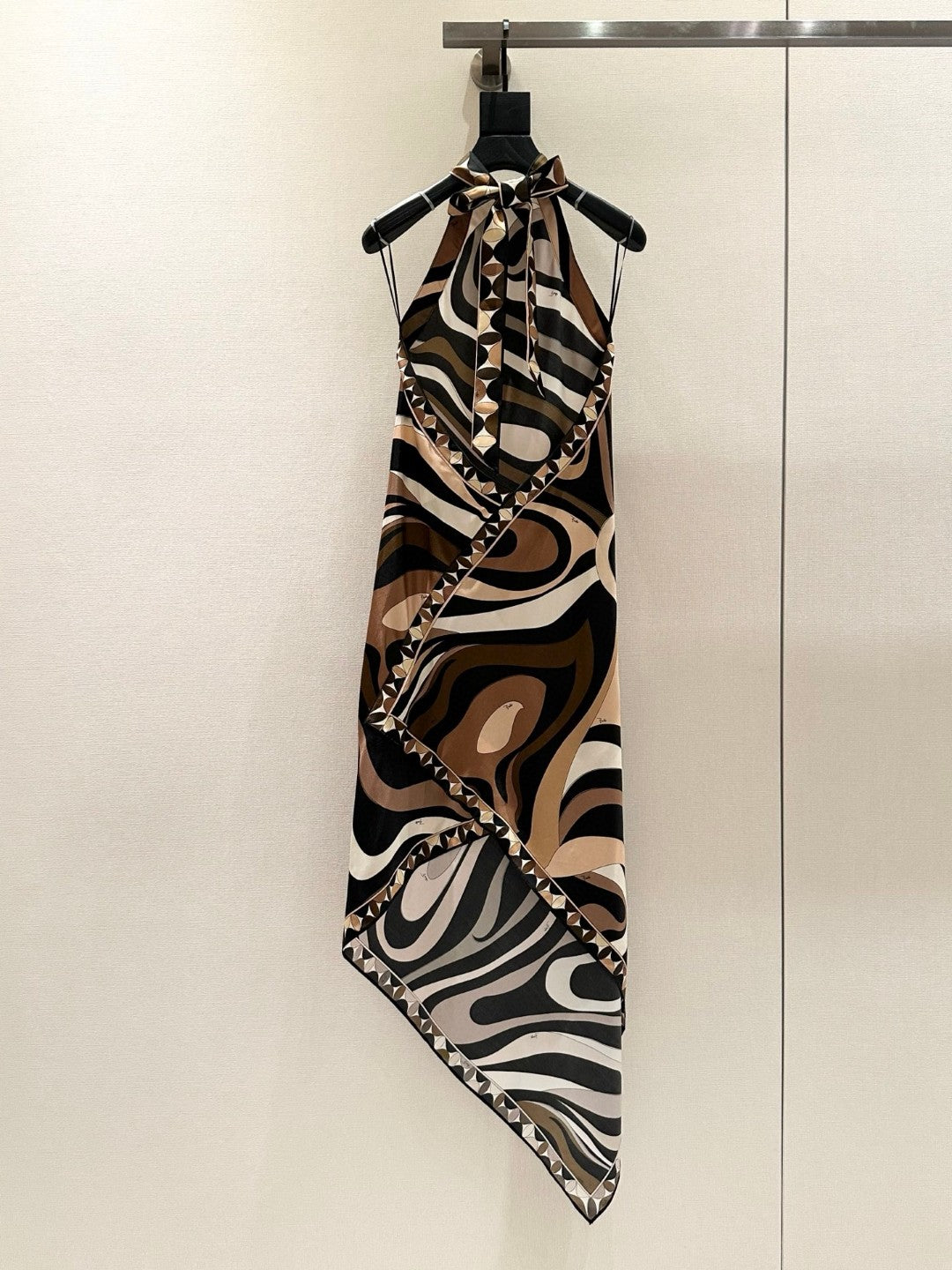 MARMO HALTERNECK SILK MIDI DRESS