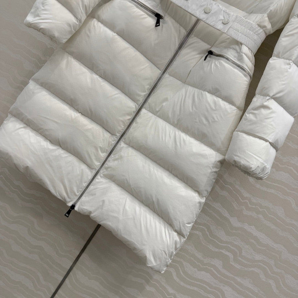 Boed Hooded Shearling-Trimmed Long Down Jacket