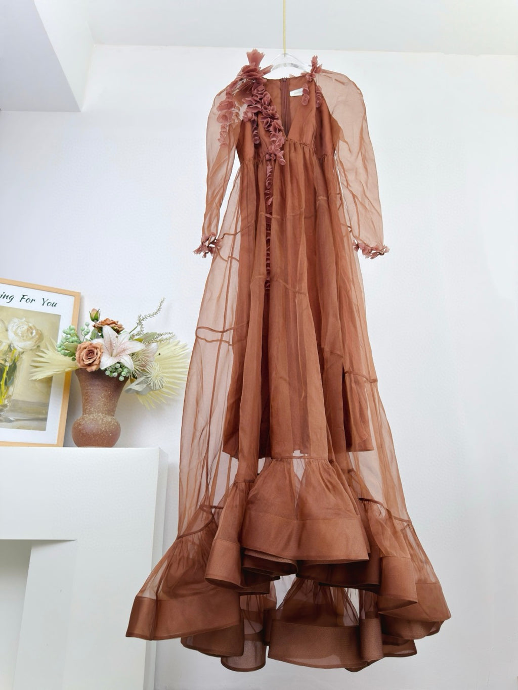 Zimmermann Como Floral-Applique Silk Maxi Dress