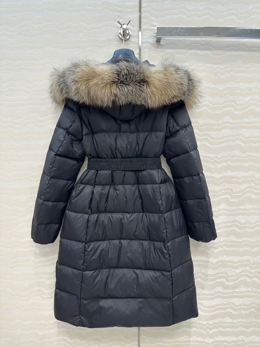 Boed Hooded Shearling-Trimmed Long Down Jacket