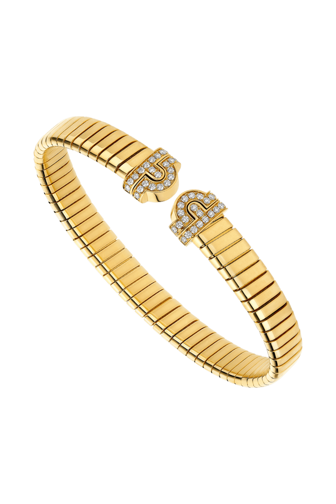 TUBOGAS BRACELET SET WITH PAVÉ DIAMONDS 18K GOLD